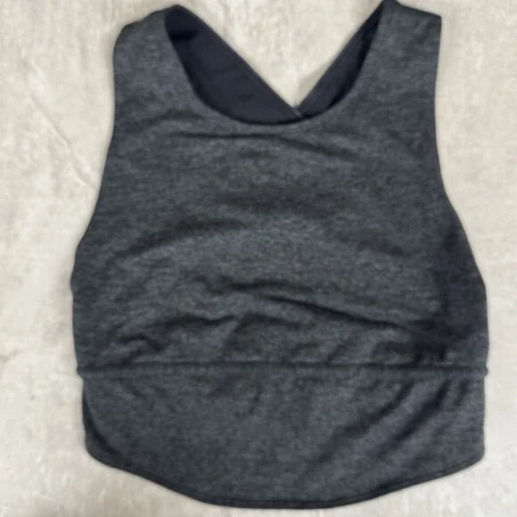 Free People Movement In Your Corner Sports Bra  Criss-Cross Back Charcoal Logo S - Picture 6 of 10